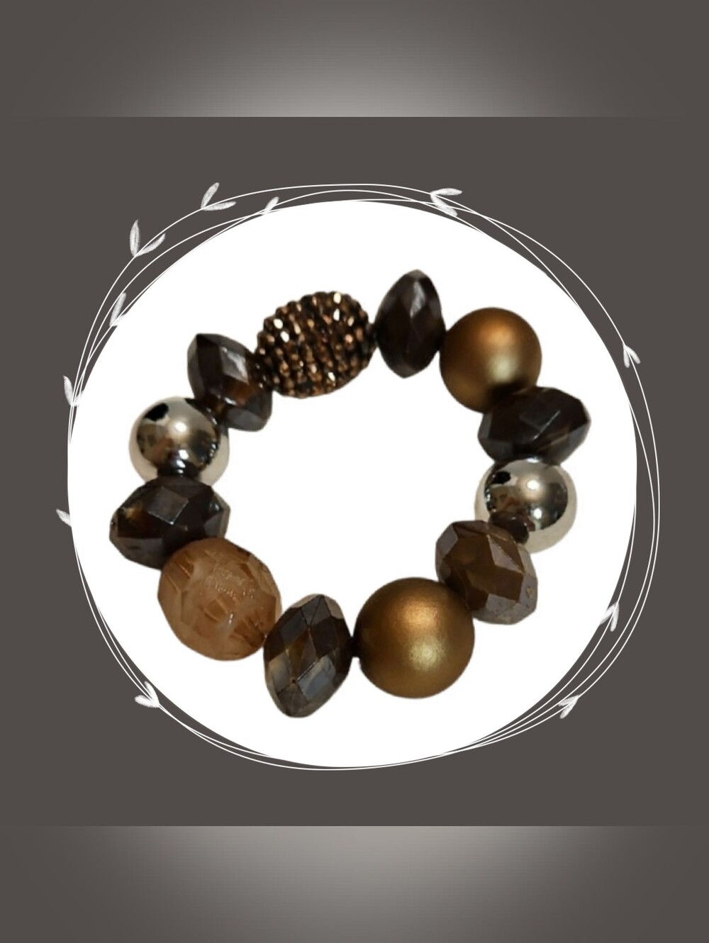 🐞 3/$8 Paparazzi Chunky Acrylic & Rhinestone Beaded Bracelet In Bronze Tones